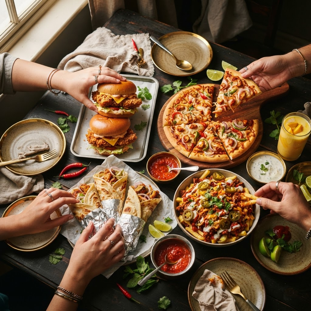 A shared HotChillz fast food feast